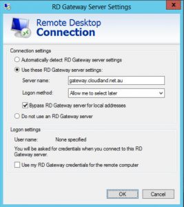 Windows remote desktop setup screenshot